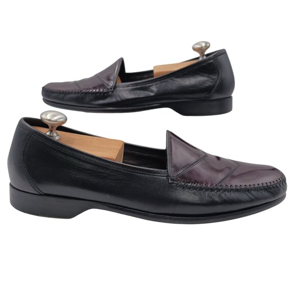 Vintage Bragano Cole Haan Italy Men 11.5M Brown Black Leather Dress Shoes Loafer main image 5